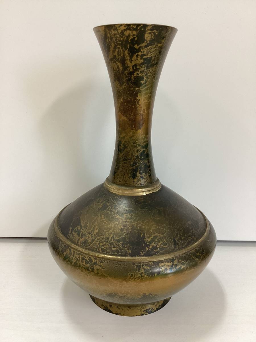 鋳銅製　花瓶　花器　アンティーク　銅製　置物　インテリア　フラワーベース　置き物　壺　K285_画像1