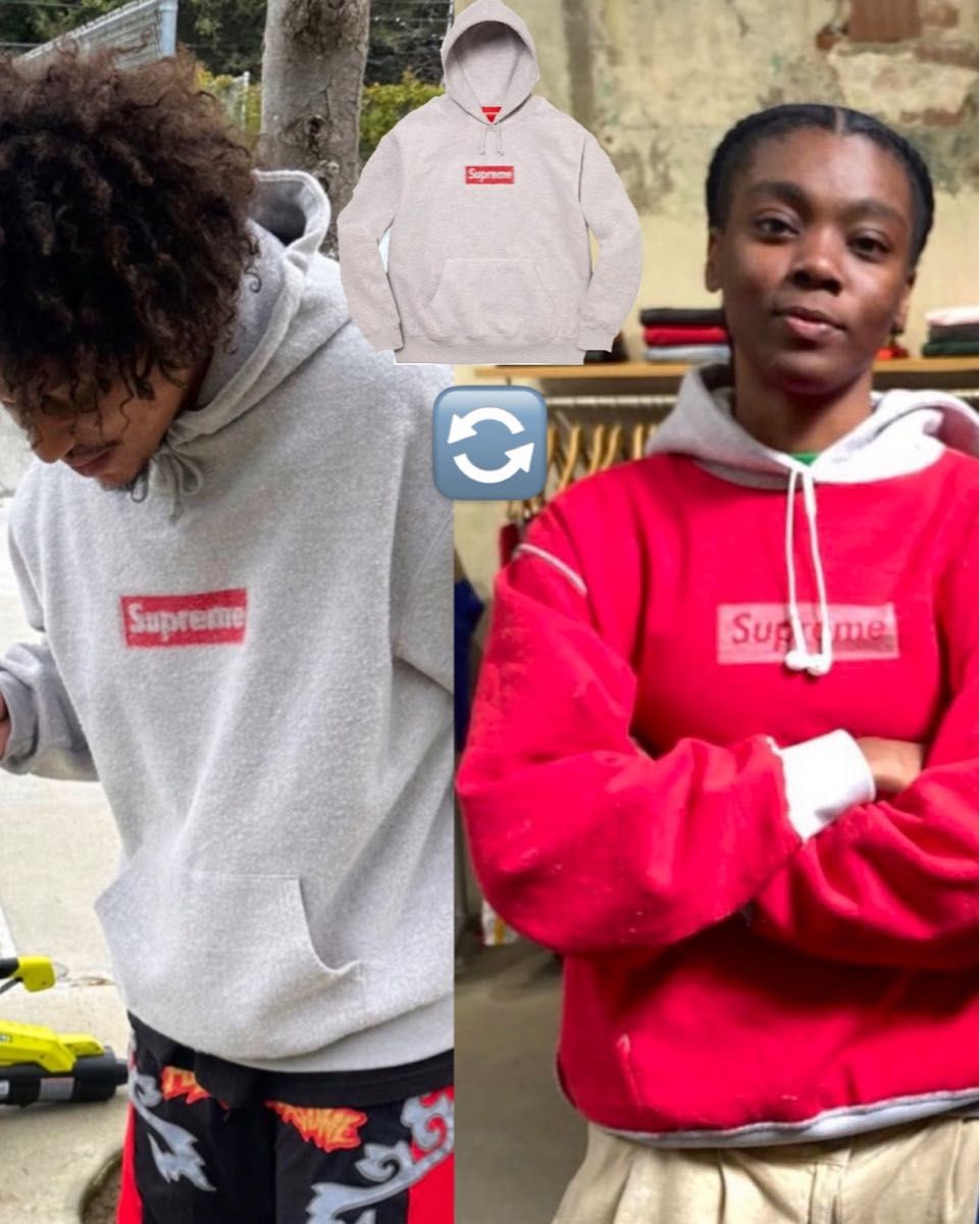 Supreme Inside Out Box Logo Hooded Sweatshirt Heather Grey - Size XXL