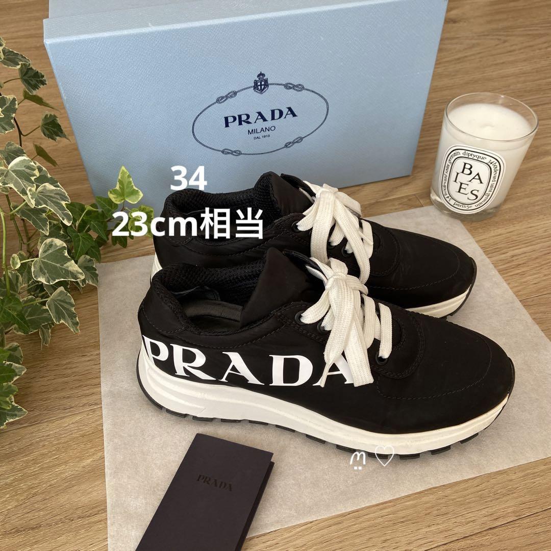 送料無料 PRADA プラダ スニーカー 36 23cm相当 ブラック ナイロン