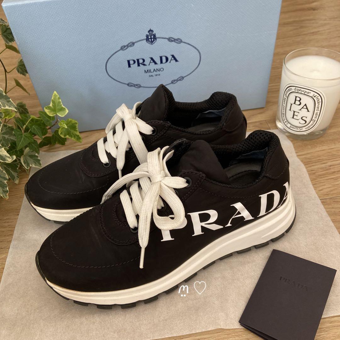 Begin掲載 PRADA プラダ スニーカー 36 23cm相当 ブラック ナイロン