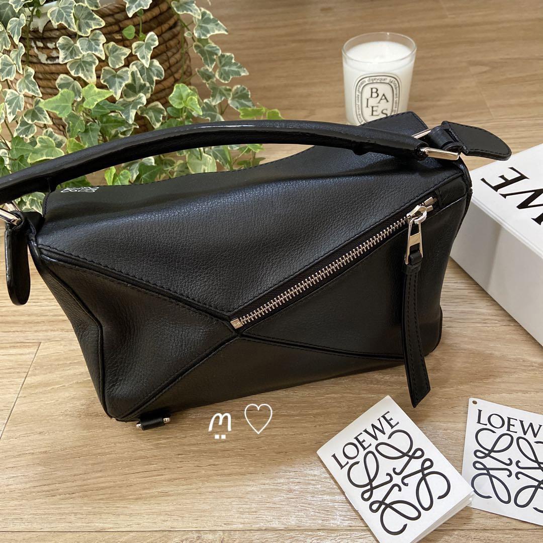 送料無料 LOEWE ロエベ パズルバッグ スモール ブラック レザーハンドバッグ ショルダーストラップ欠品 3