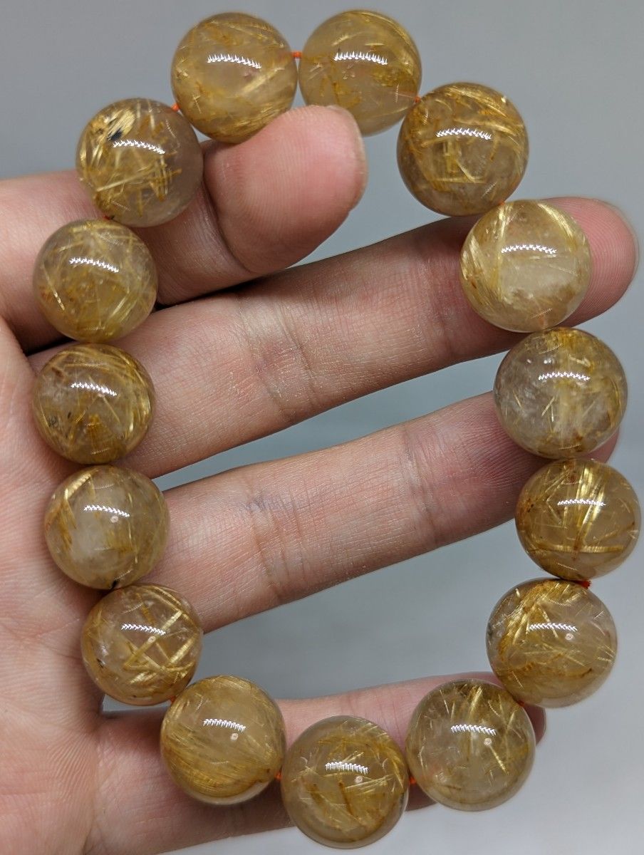 まもなくお休みに入ります 14-15mmゴールドタイチンルチルクォーツ まもなくお休みに入ります 14-15mmゴールドタイチンルチルクォーツ