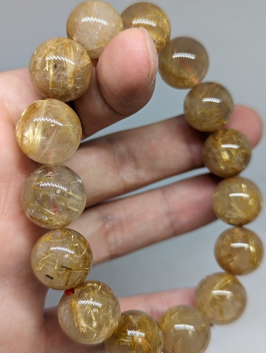 まもなくお休みに入ります 14-15mmゴールドタイチンルチルクォーツ まもなくお休みに入ります 14-15mmゴールドタイチンルチルクォーツ