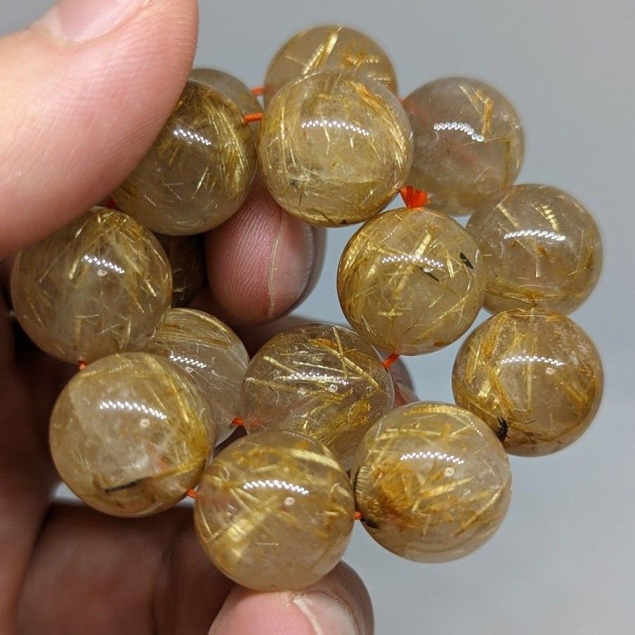 まもなくお休みに入ります 14-15mmゴールドタイチンルチルクォーツ まもなくお休みに入ります 14-15mmゴールドタイチンルチルクォーツ