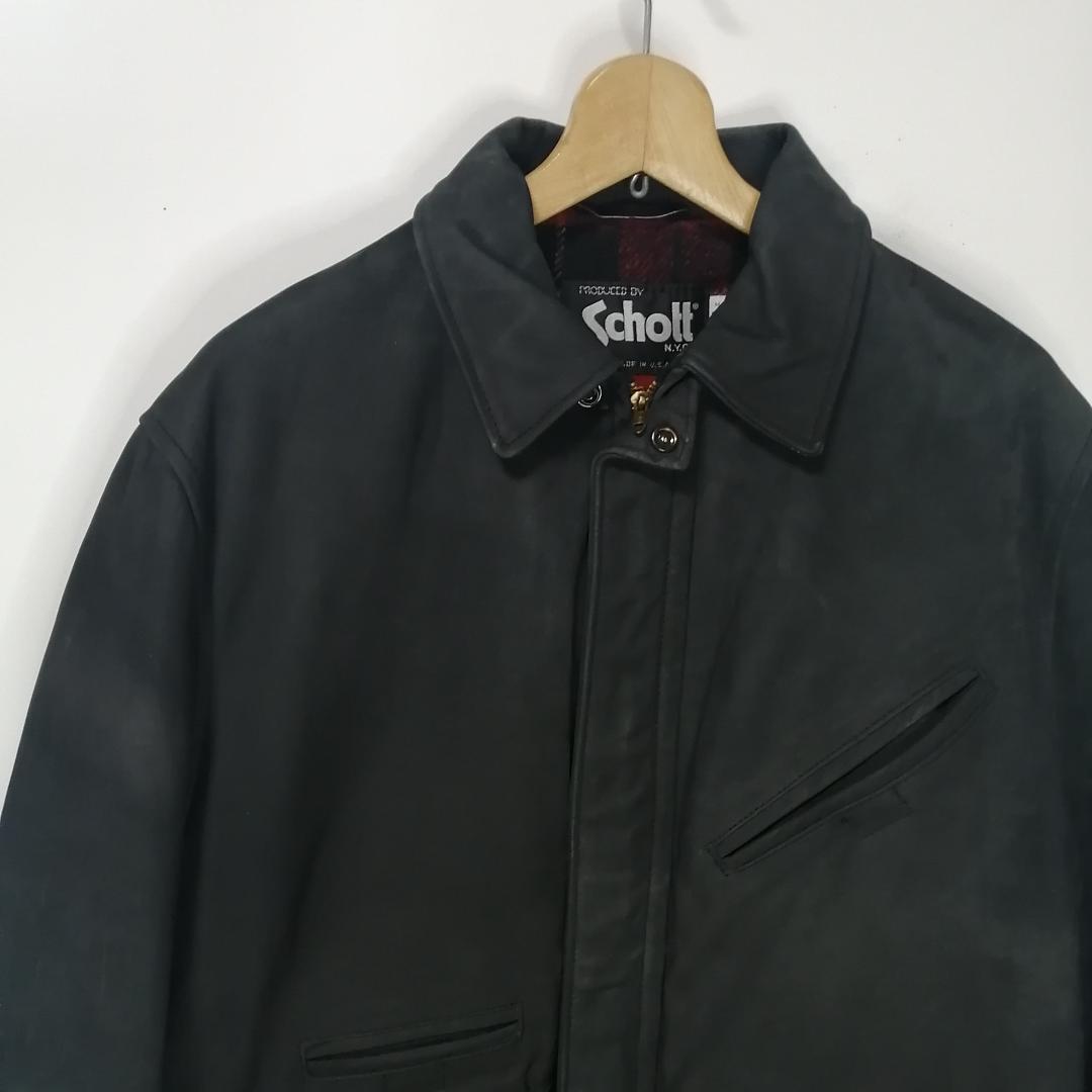 在庫有り お買い得 Schott レザーハンティングジャケット タータン