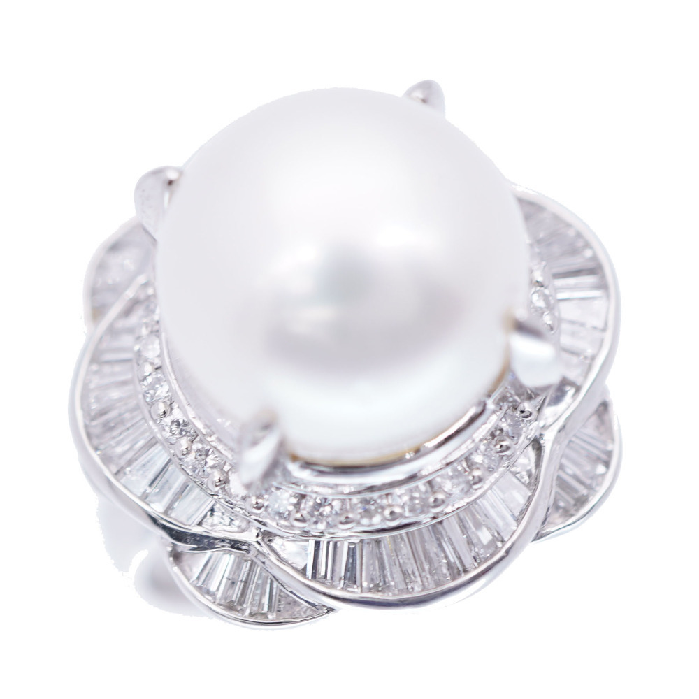 美品 パール12.2mm ダイヤ1.00ct Pt900 リング 指輪 プラチナ/真珠