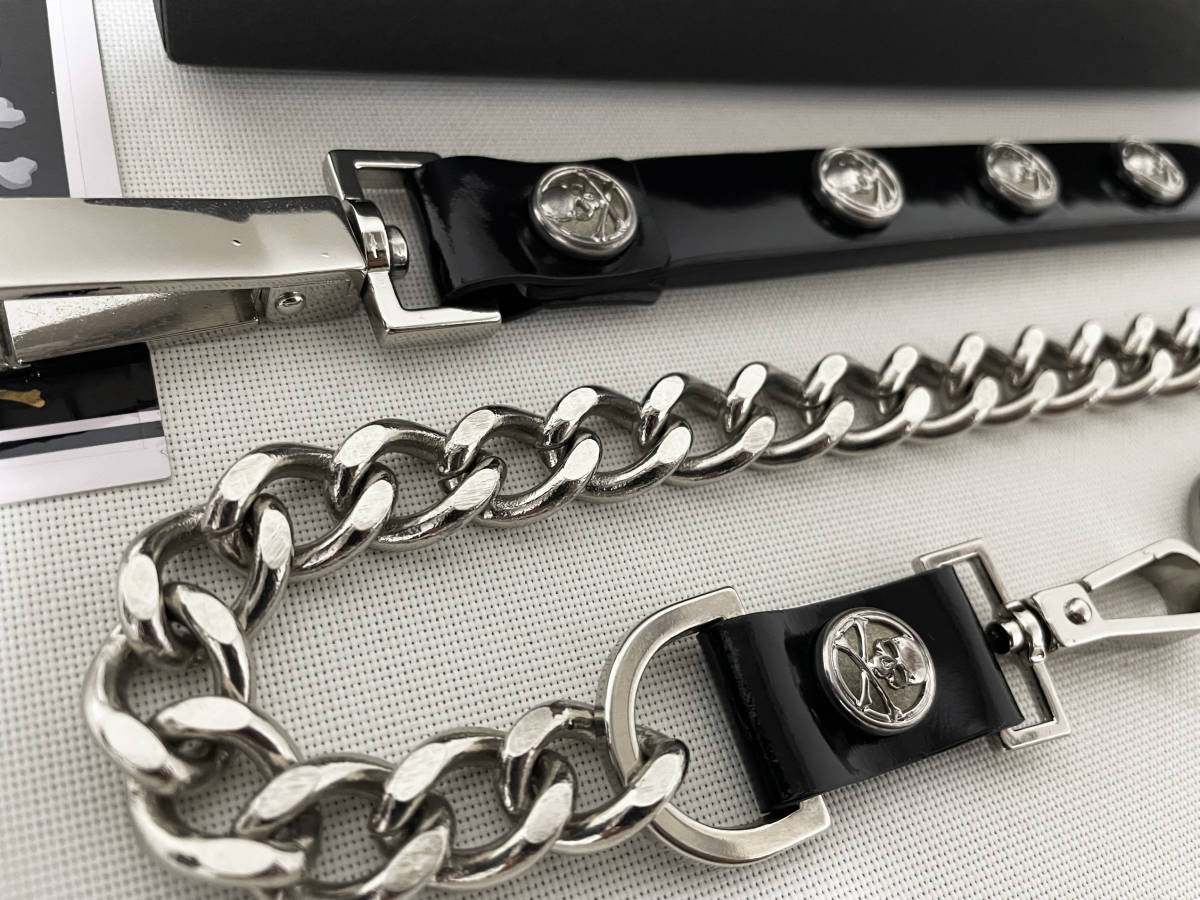正規品】未使用品☆希少12ss identity期 mastermind JAPAN スカルボタン ウォレットチェーン(ベルトループ付)【全長/76cm】【日本製】 ベルト ドクロ