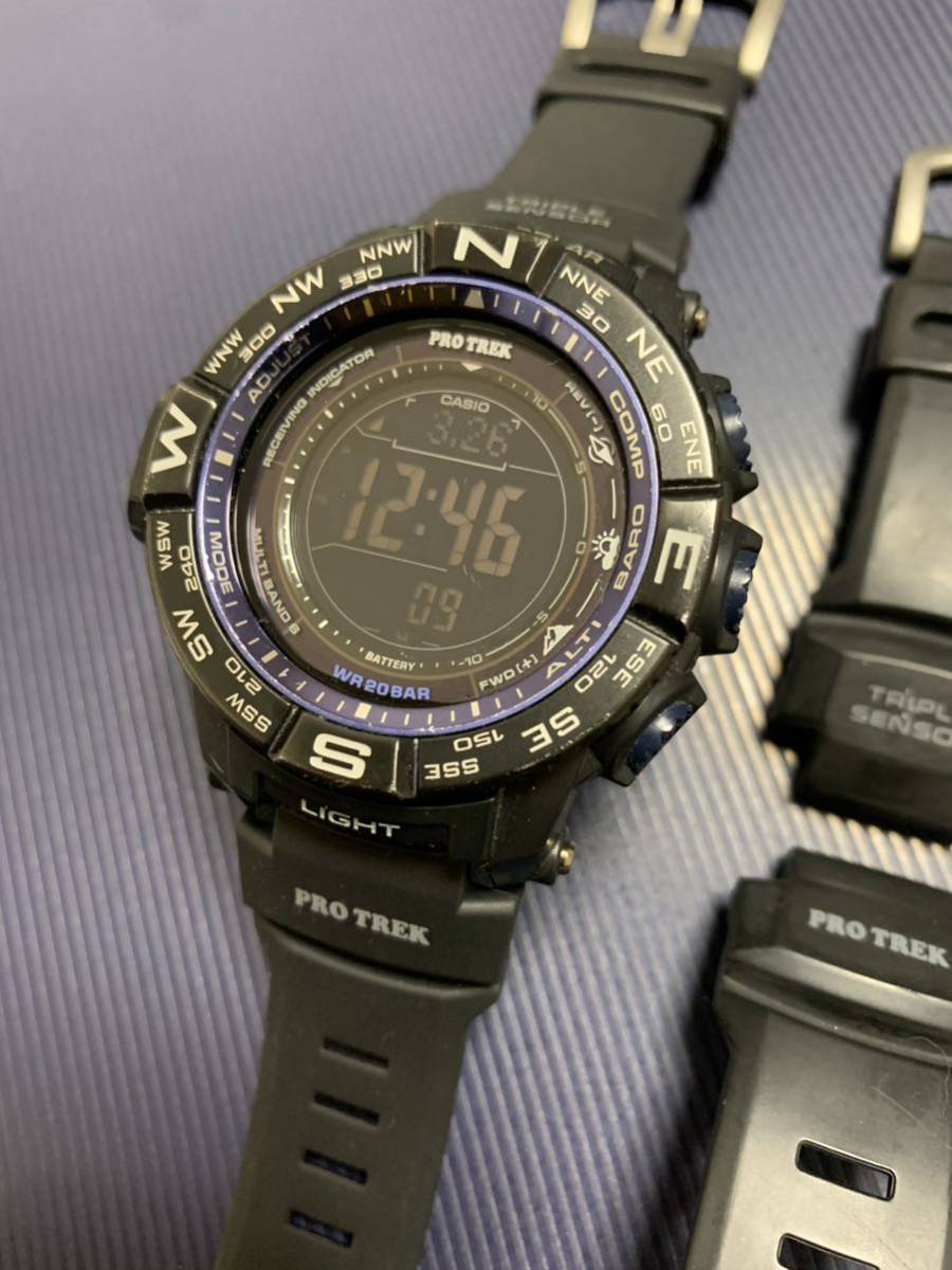 CASIO カシオ PROTREK プロトレック　電波時計　ブラック×ブルー　電波ソーラー prw3500y バンド新品_画像1