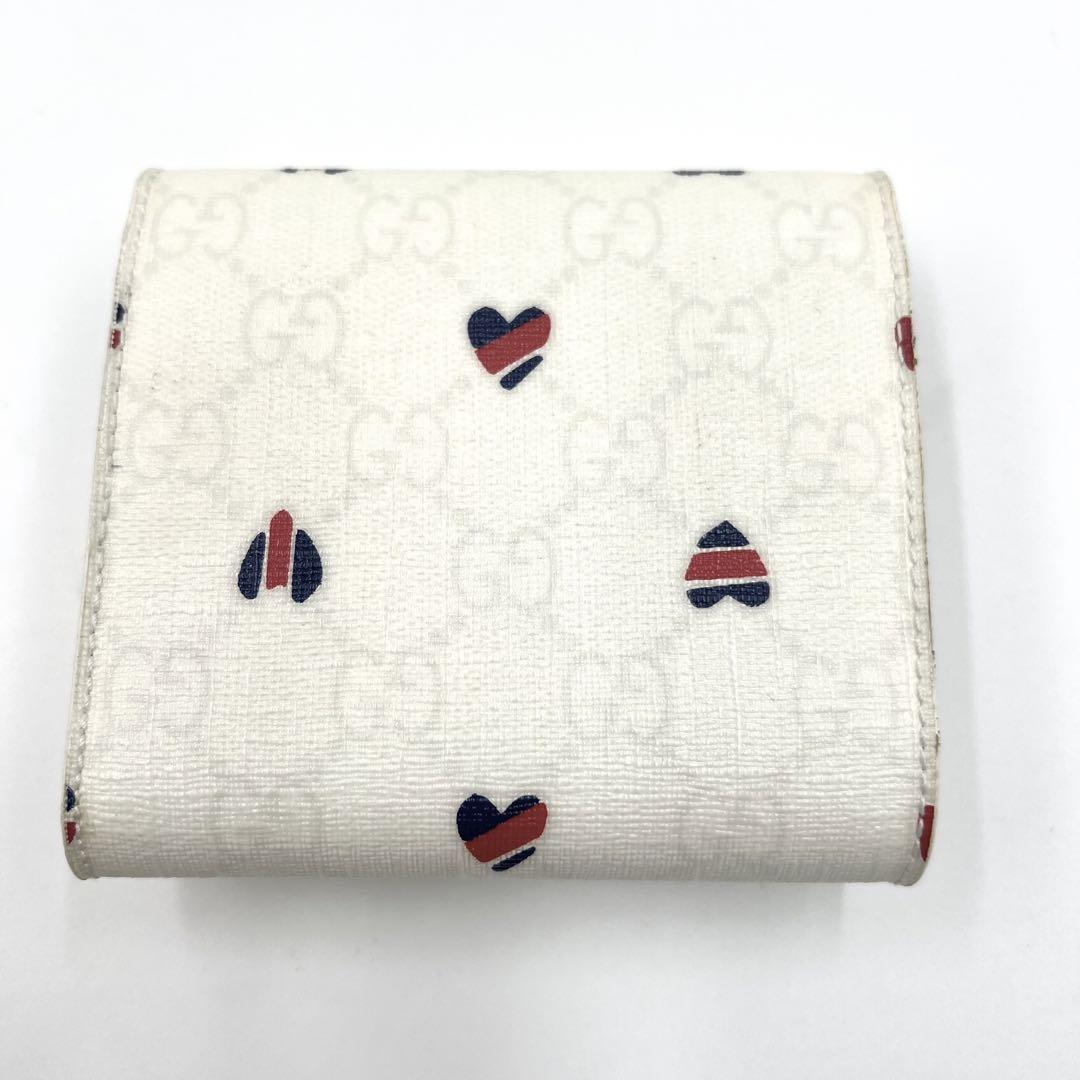 極美品】GUCCI グッチ PVC リボン GG柄 ハート チャーム 三つ折り財布