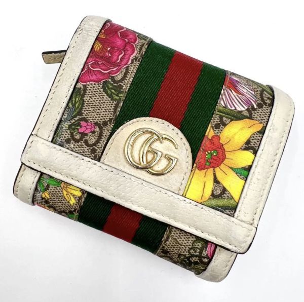 していただ 【美品】GUCCI グッチ オフィディア フローラ 花 三つ折り