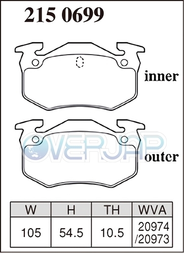 X2150699 DIXCEL Xタイプ ブレーキパッド リヤ用 PEUGEOT(プジョー) 206 A206CC/M206CC 2001/9～ CC 1.6/CC S16 FAB No.9079～_画像2