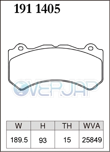 Z1911405 DIXCEL Zタイプ ブレーキパッド フロント用 CHRYSLER/JEEP GRAND CHEROKEE WK57A/WK64 2011/3～ SRT8 6.4 V8_画像2