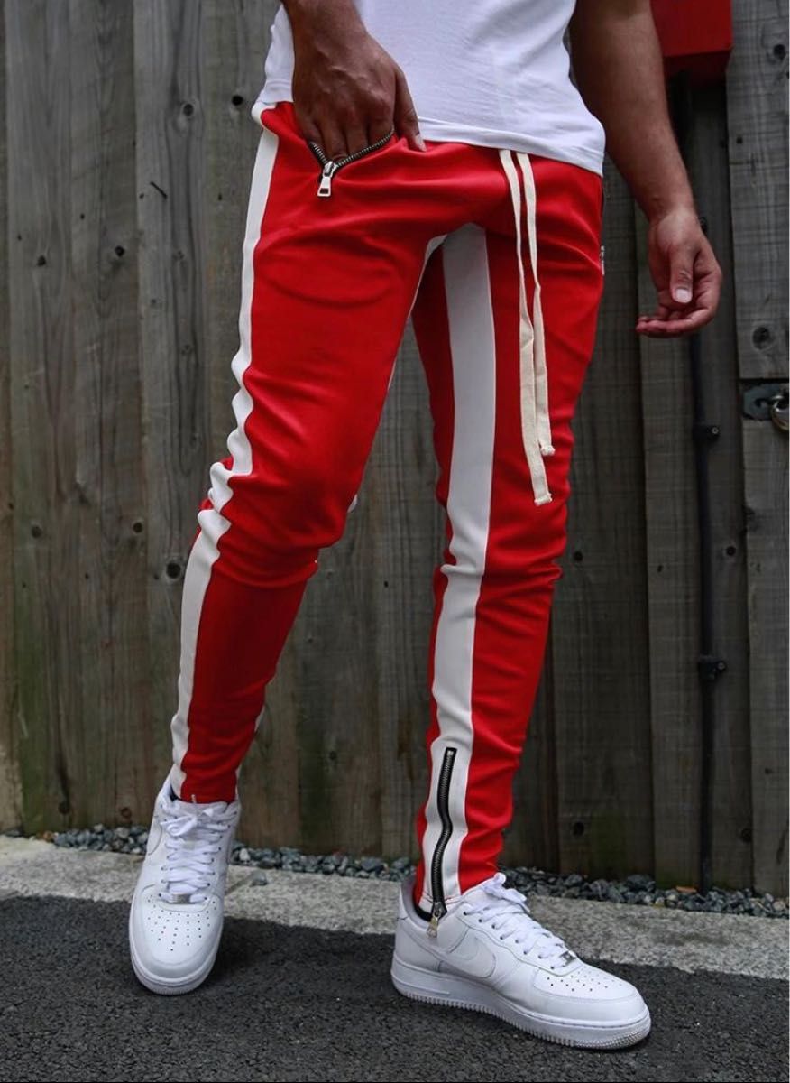 Mサイズ ジョガーパンツ メンズ 赤白スウェット ベリンダ ザラ 韓国コーデ 通販