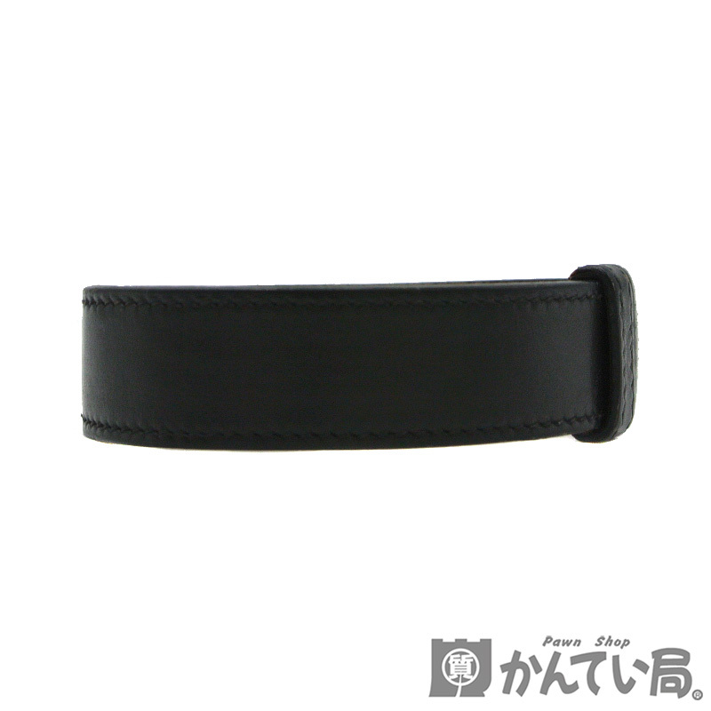 16515 HERMESバングル レザー I刻 シルバー金具 2005年製造 ブラック