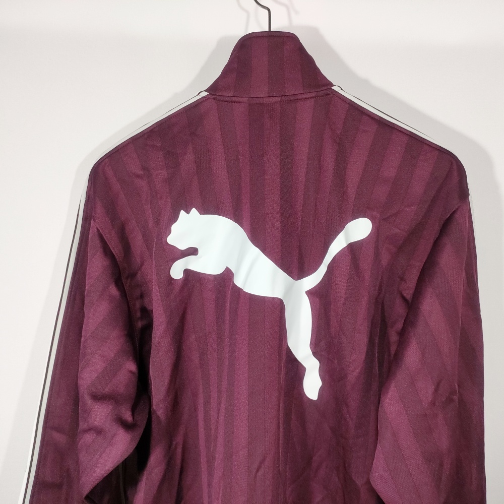PUMA★プーマ ジャージ 上着 ワインレッド ボルドー ストライプ 美品 プーマ PUMA レトロジャージ トラックジャケット ロゴ