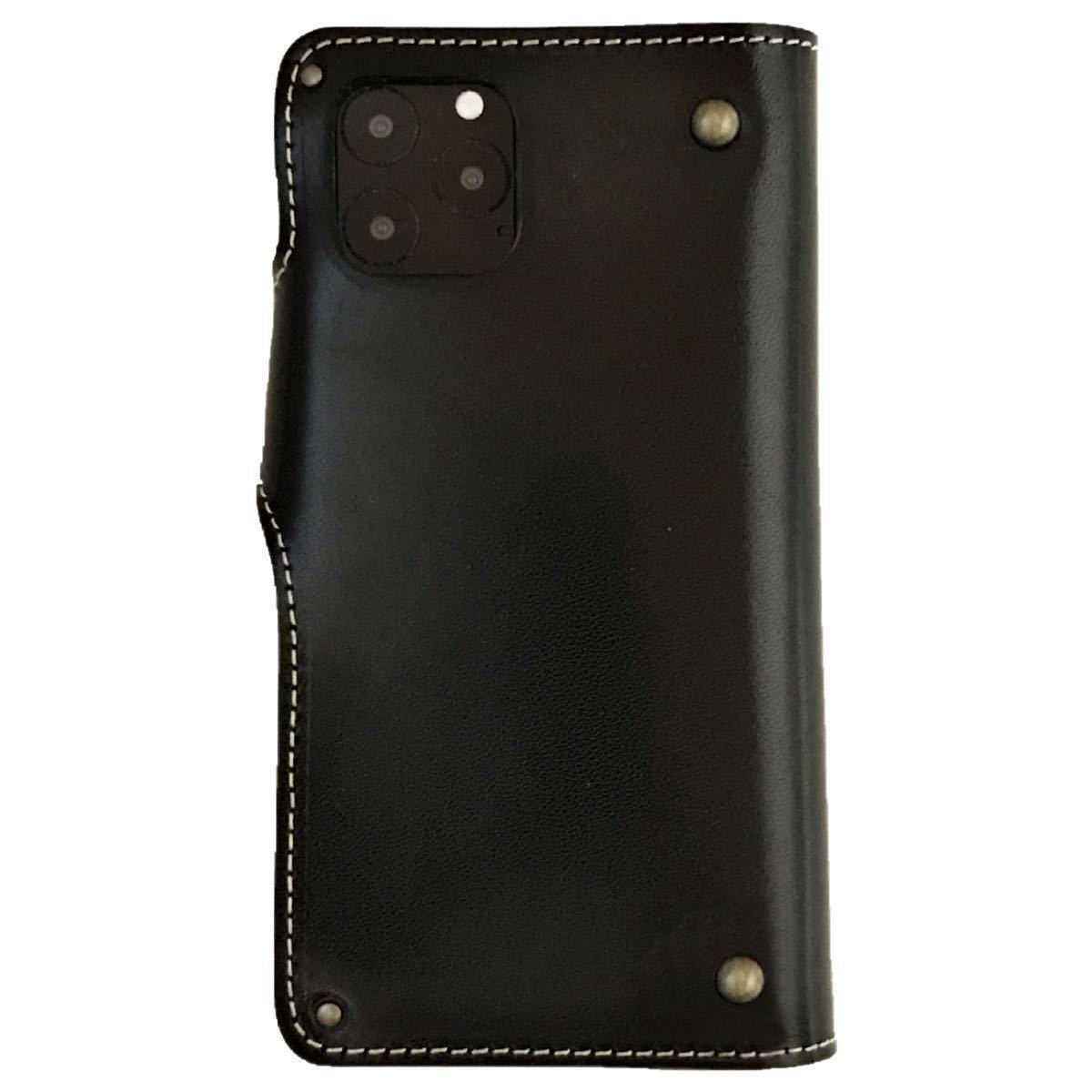 * Tochigi leather iPhone14 Plus cow leather smartphone case notebook type cover original leather leather black made in Japan vo- Noah two wheels *