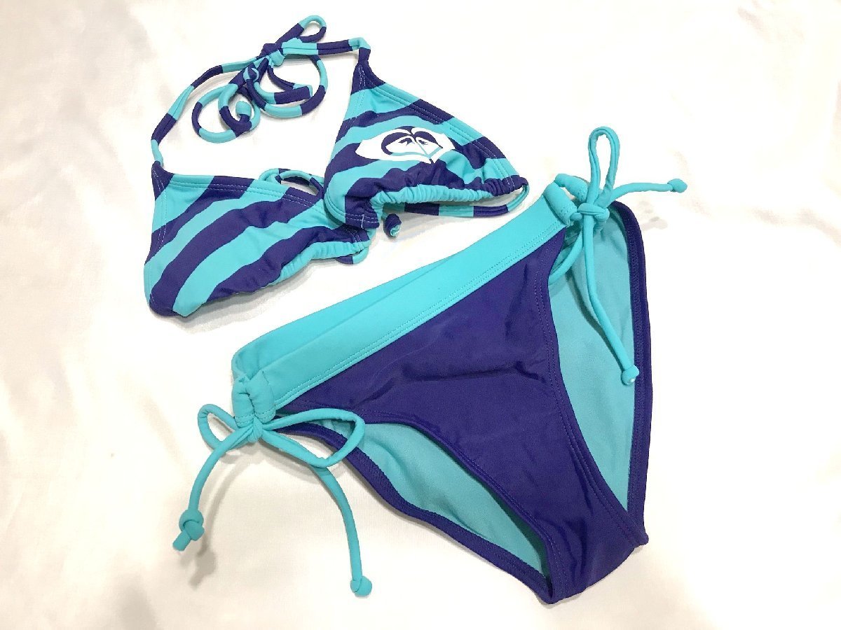 #[YS-1] new goods unused # Roxy ROXY # bikini swimsuit # border pattern blue light blue series × navy series # S~M [ including in a package possibility commodity ]#D