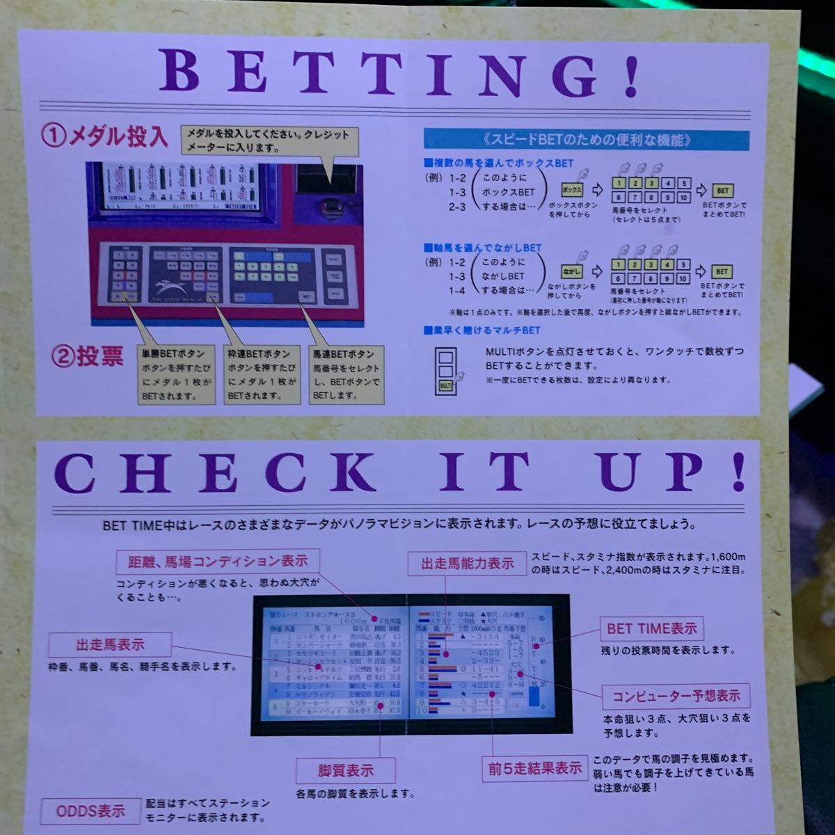 シグマ　sigma ザ・ダービー　マーク4 メダルゲーム機　超希少　プレイヤーズガイド　即決　送料無料　自宅保管品　！！_画像6