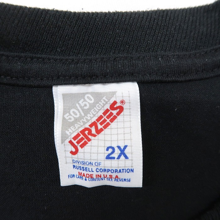 古着 USA製 ジャージーズ JERZEES プリントTシャツ ブラック ビンテージ サイズ表記：2X　gd78934_画像4