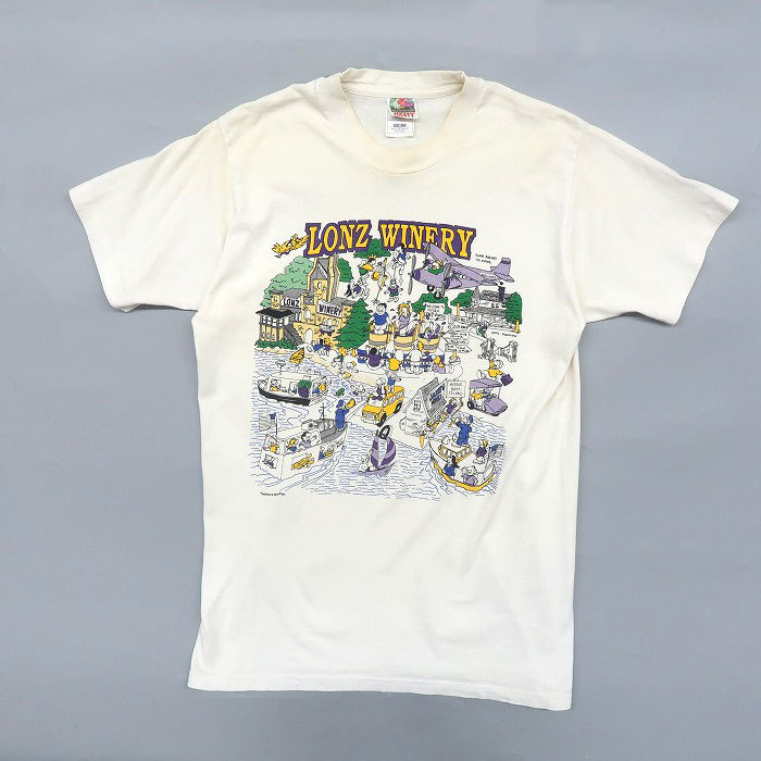 古着 90年代 USA製 フルーツオブザルーム プリントTシャツ ホワイト ビンテージ サイズ表記：M　gd78798_画像1