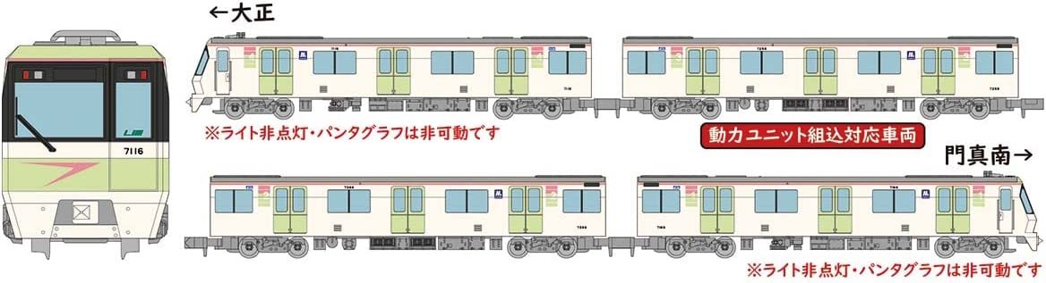リニア地下鉄道コレクション Osaka Metro70系後期車 (長堀鶴見緑地線・16編成桜色)4両セットB 新品・未開封_画像2