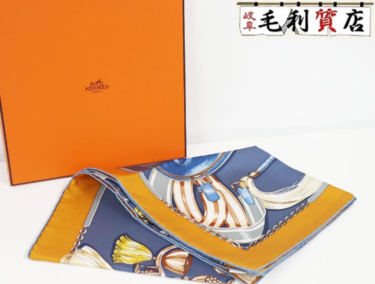 エルメス HERMES カレ90 CAVALCADES 001829S スカーフ 未使用 シルク レディース 小物_画像1