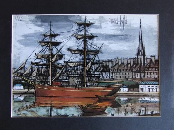 be Lunar ru*byufe[Saint Malo,le brick] rare book of paintings in print. frame ., popular work, order mat attaching * made in Japan new goods amount entering,Bernard Buffet