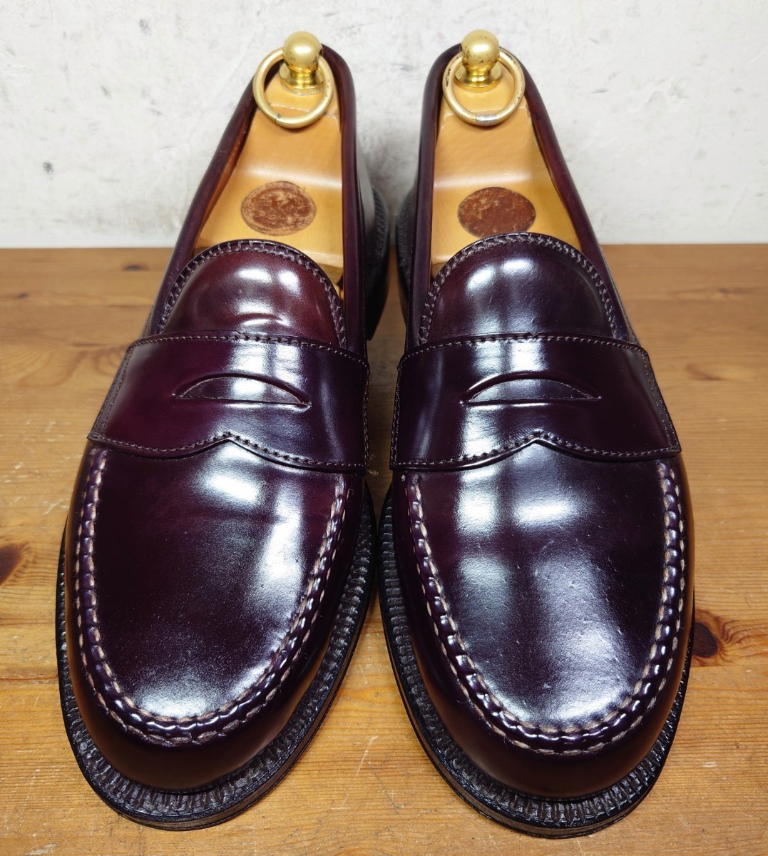【試し履きのみ/未使用】USA製 Alden/オールデン 986 コードバン ペニーローファー 61/2D 24.5cm相応 ヴァンラスト コイン No.8/99162