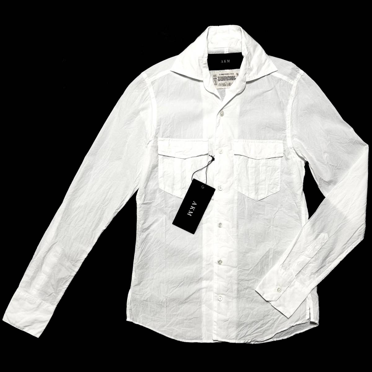 定価2.3万 AKM OPEN COLLAR PLANE SHIRTS Mサイズ オープンカラーシャツ wjk ジュンハシモト 1piu