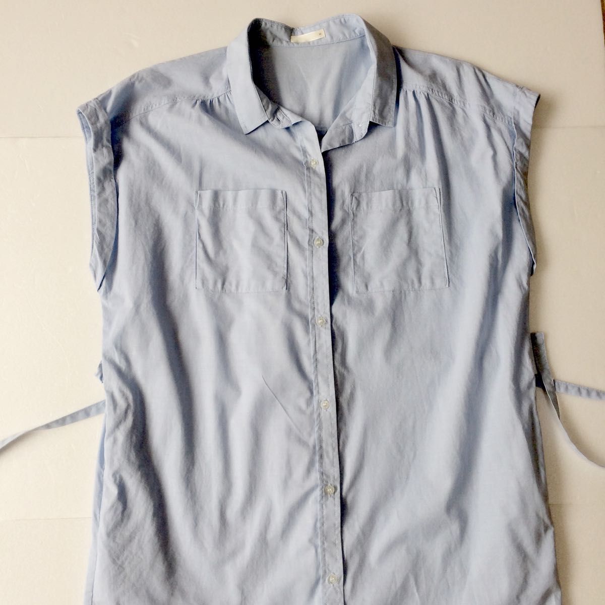 定価3500円以上 赤字覚悟　ラスト1 シャツ　シャツワンピ　ワンピース　チュニック　青　水色　ブルー　半袖　シャツ