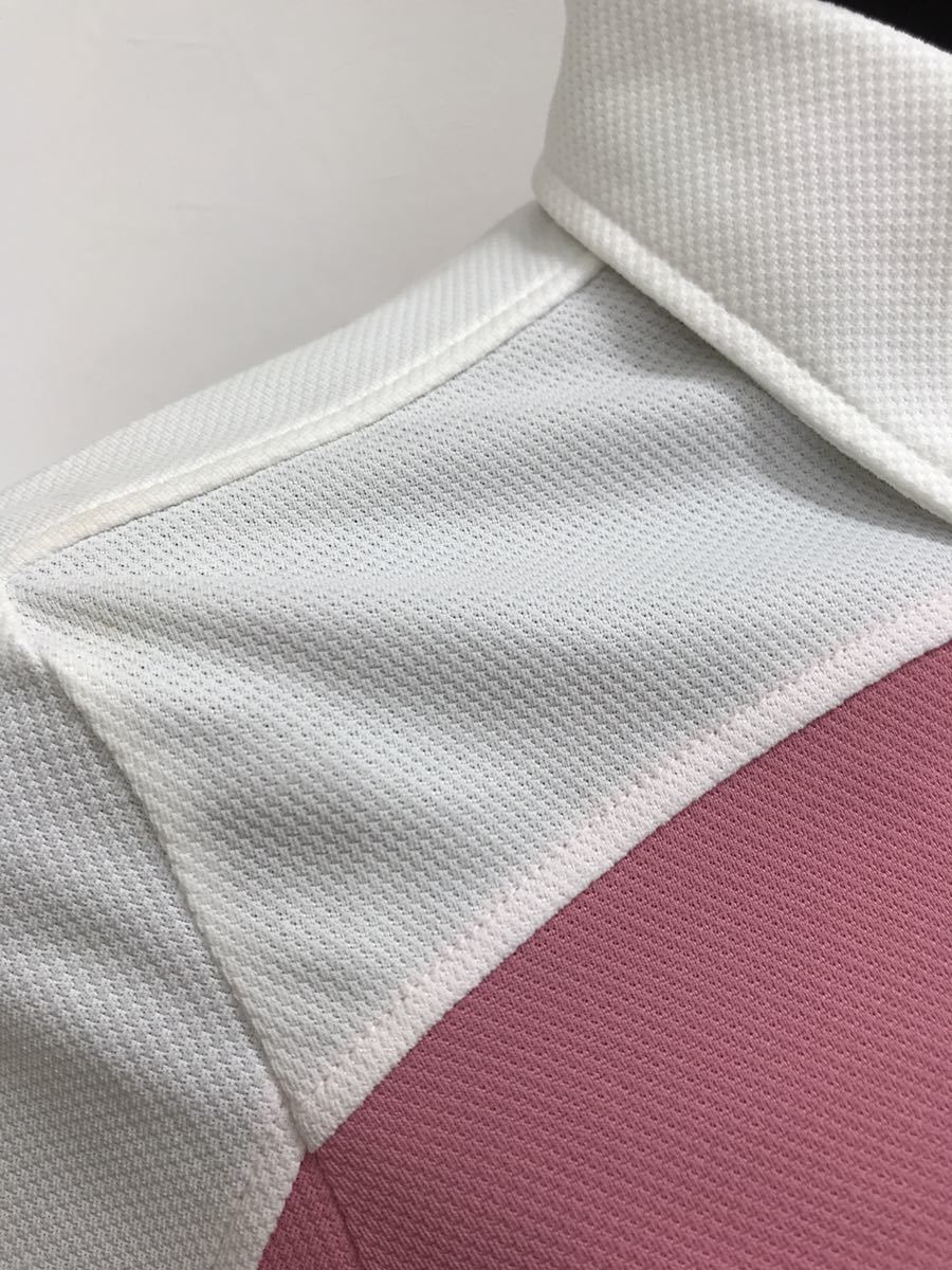 【USED】FIDRA フィドラ ポリエステル 半袖 ポロシャツ ワンピース ピンク ホワイト 白 レディース S ゴルフウェア_画像6