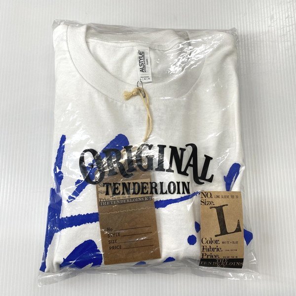 23SS TENDERLOIN テンダーロイン LONG SLEEVE TEE 2D 長袖Tシャツ 袖プリント L ホワイト 白 ロゴ(長袖T