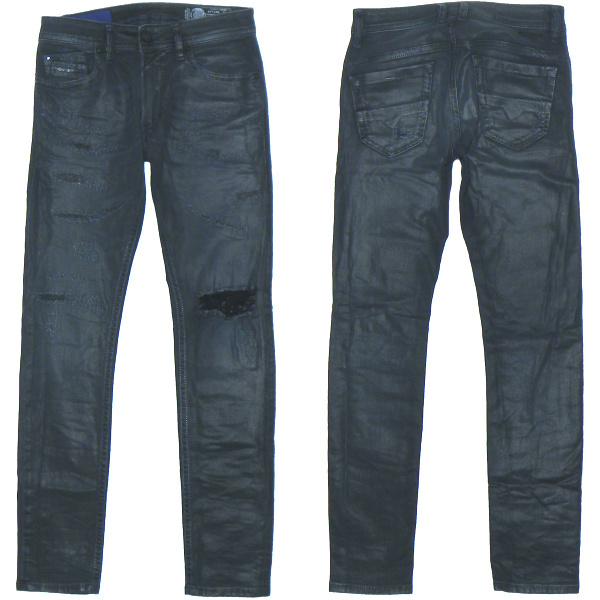 DIESEL THOMMER SLIM-SKINNY 084JY STRETCH W27 スリムスキニーデニムパンツ コーティング加工ストレッチジーンズ 黒／ブラック ディーゼル_画像1