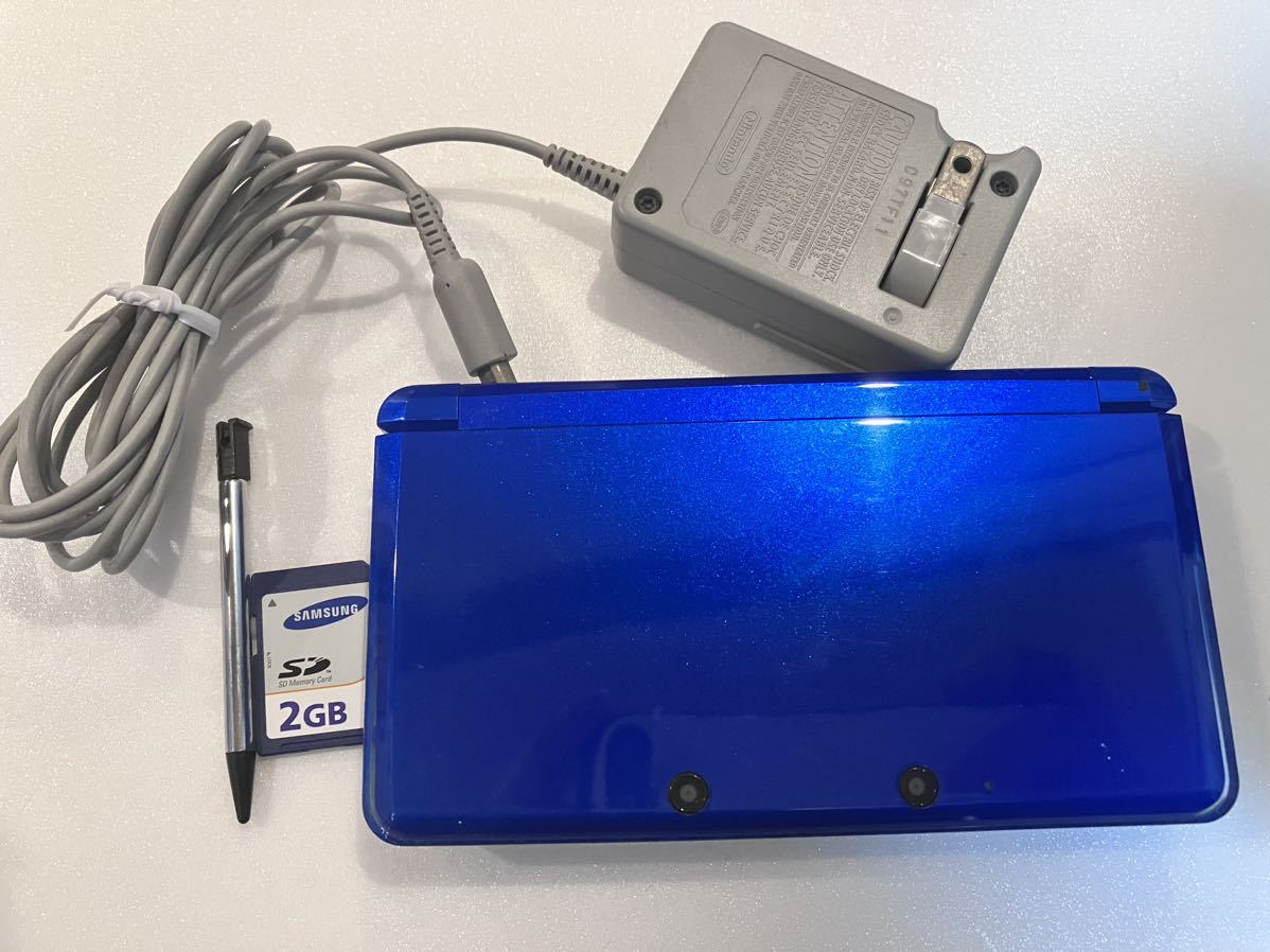 ★動作良好　ニンテンドー3DS 本体 コバルトブルー 任天堂 CTR-001 充電器　タッチペン　SDカード付　スライドパッドゴムなし　送料無料★