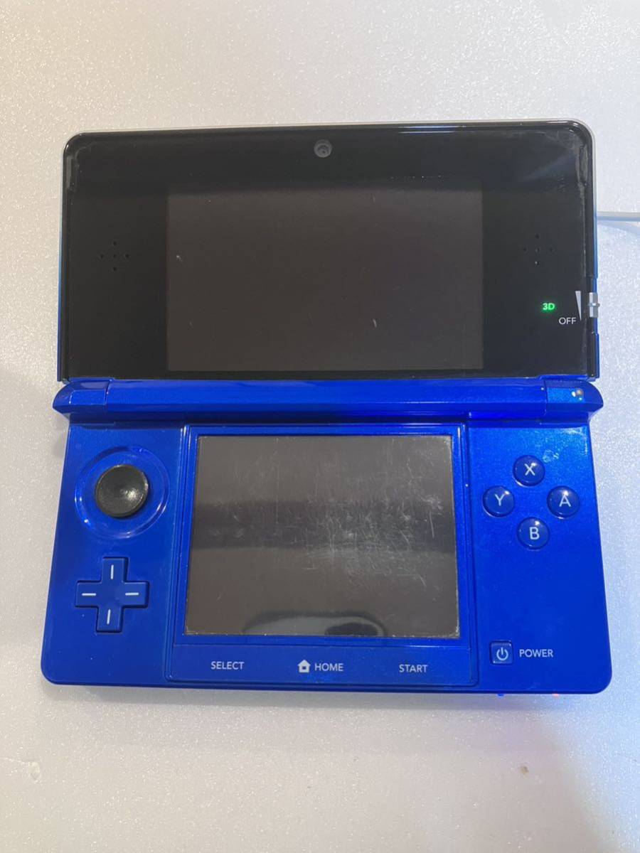 ★動作良好　ニンテンドー3DS 本体 コバルトブルー 任天堂 CTR-001 充電器　タッチペン　SDカード付　スライドパッドゴムなし　送料無料★