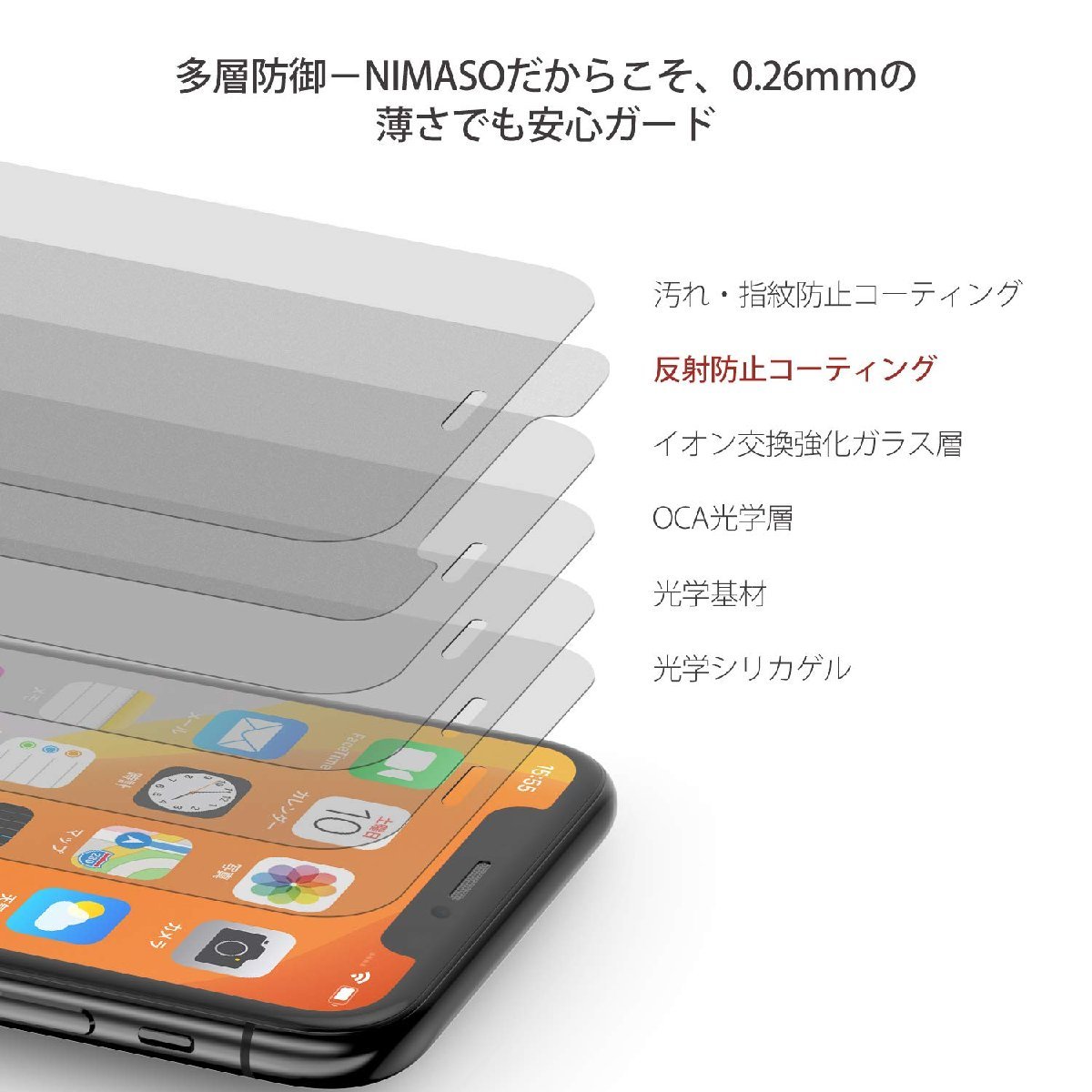 送料無料★NIMASO ガラスフィルム iPhone 11/XR 強化 全面保護 アンチグレア フルカバー 2枚セット_画像3