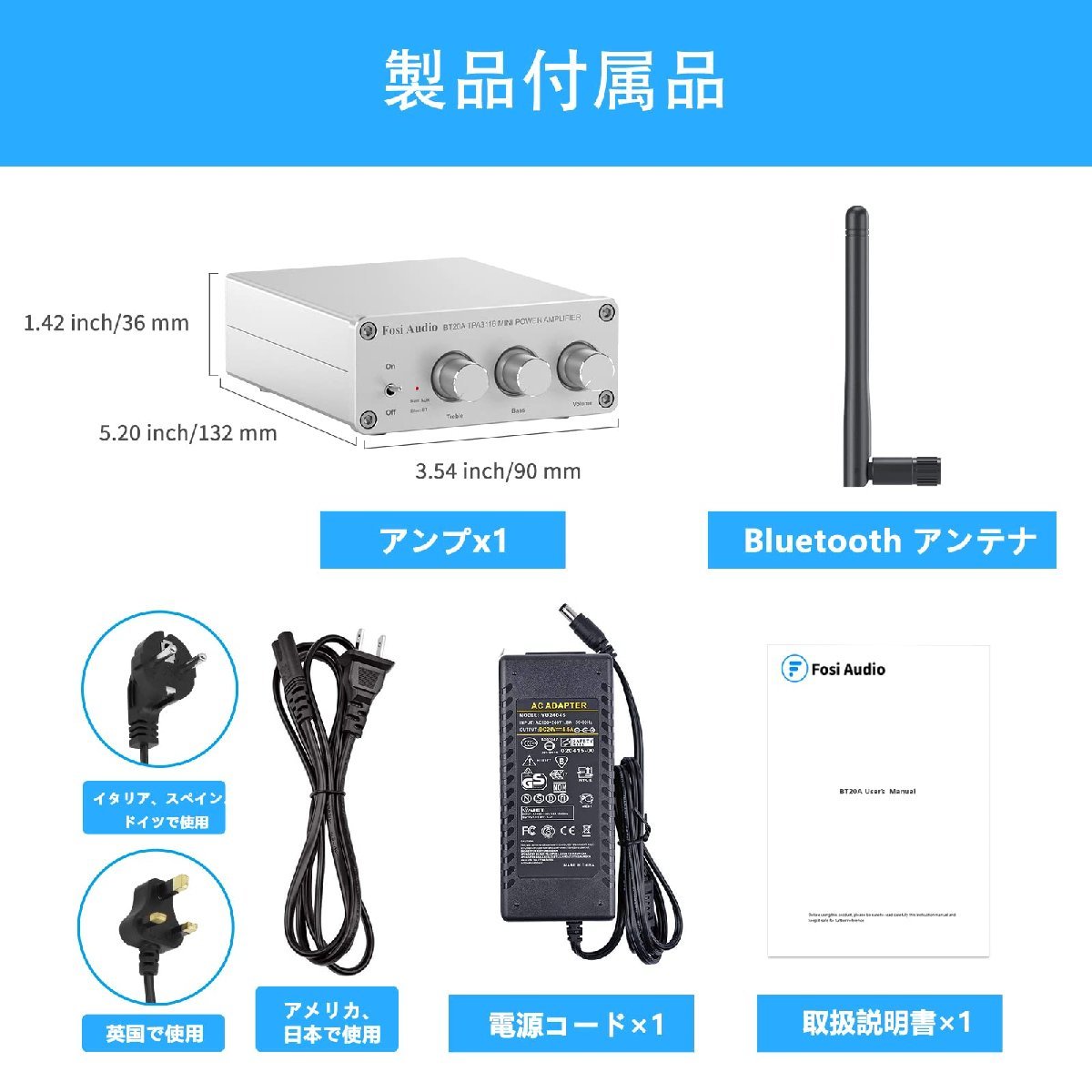 送料無料★Fosi Audio BT20A-S 200W Bluetooth5.0アンプ ステレオオーディオアンプ 2チャンネル_画像6