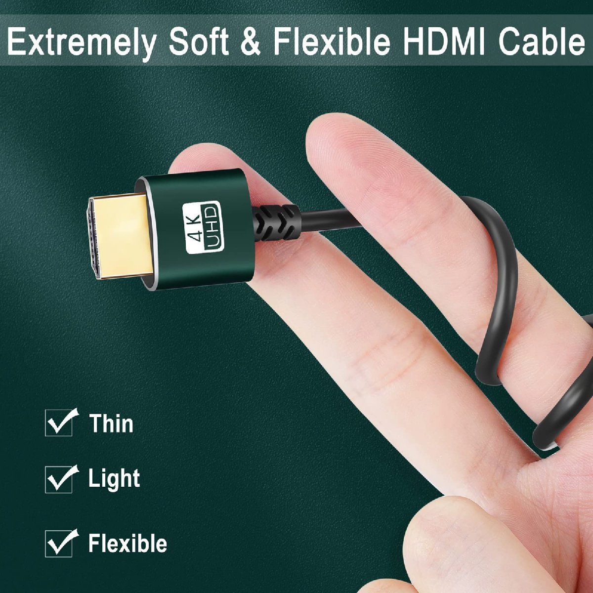 送料無料★Thsucords スリムHDMIケーブル 10M 薄型HDMIからHDMIコード 超柔軟&細線 HDMIワイヤー高速_画像6