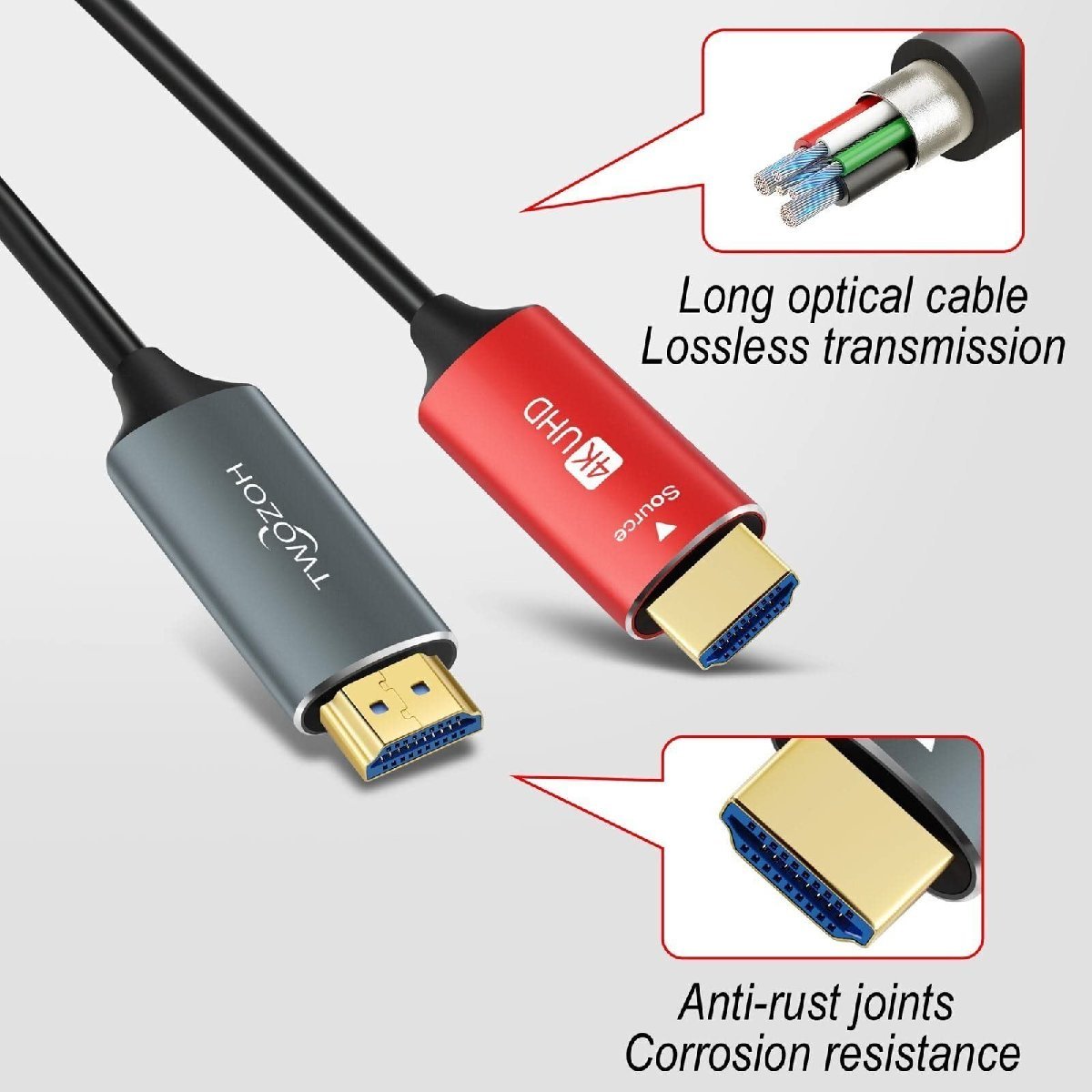 超安い】 送料無料☆Twozoh HDMI光ファイバーケーブル ファイバーHDMI