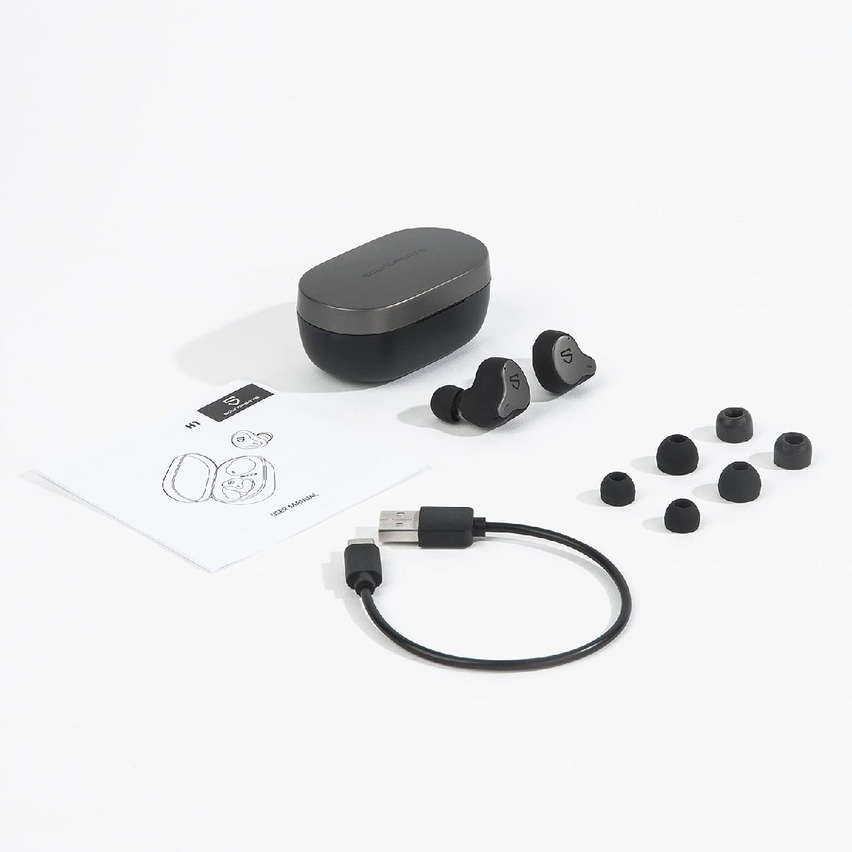 送料無料★SOUNDPEATS H1 ワイヤレスイヤホン Bluetooth 5.2 Type-Cワイヤレス充電 (ブラック)_画像7