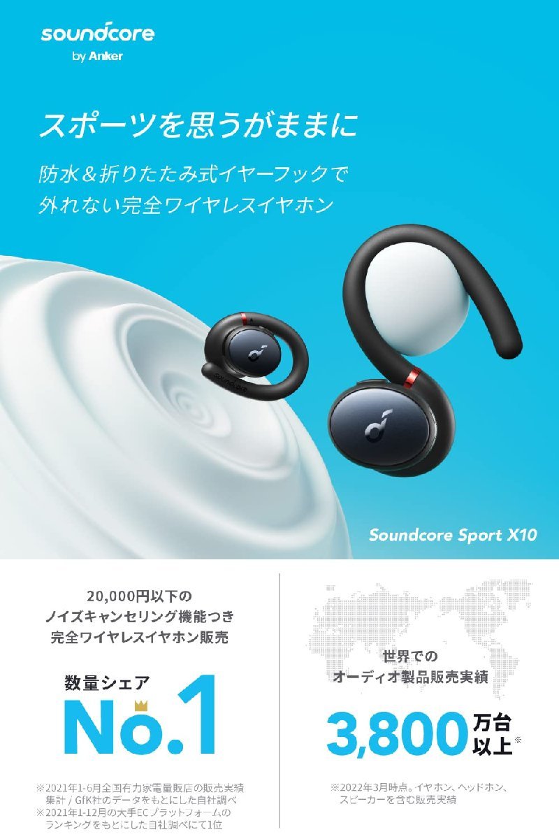 送料無料★Anker Soundcore Sport X10 ワイヤレスイヤホン Bluetooth5.2耳掛け(オフホワイト)_画像2