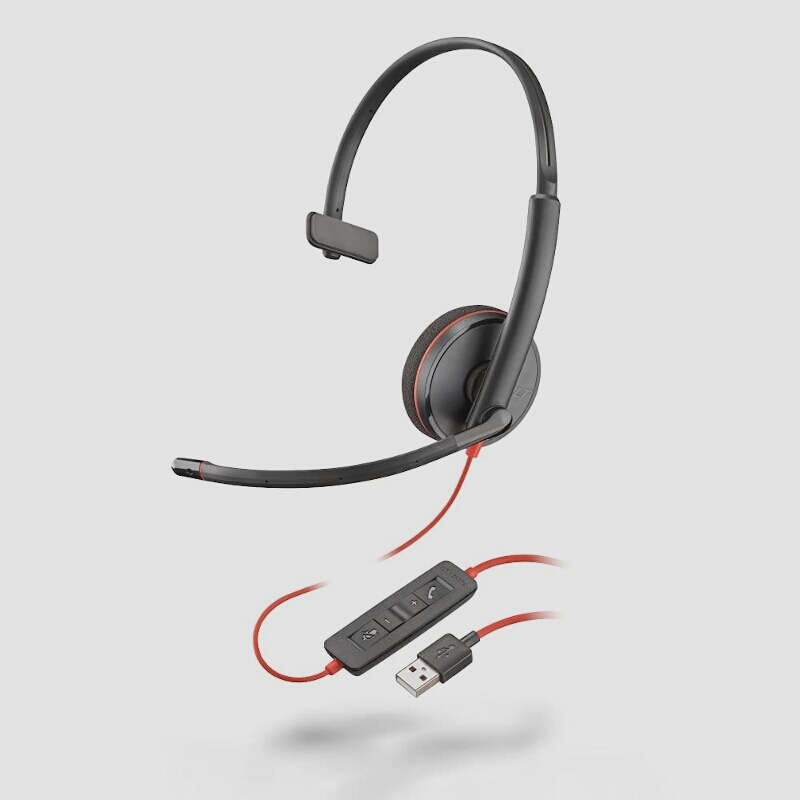 送料無料★Poly Blackwire C3210 ブームマイク付き 有線 片耳 ヘッドセット PC USB-A接続