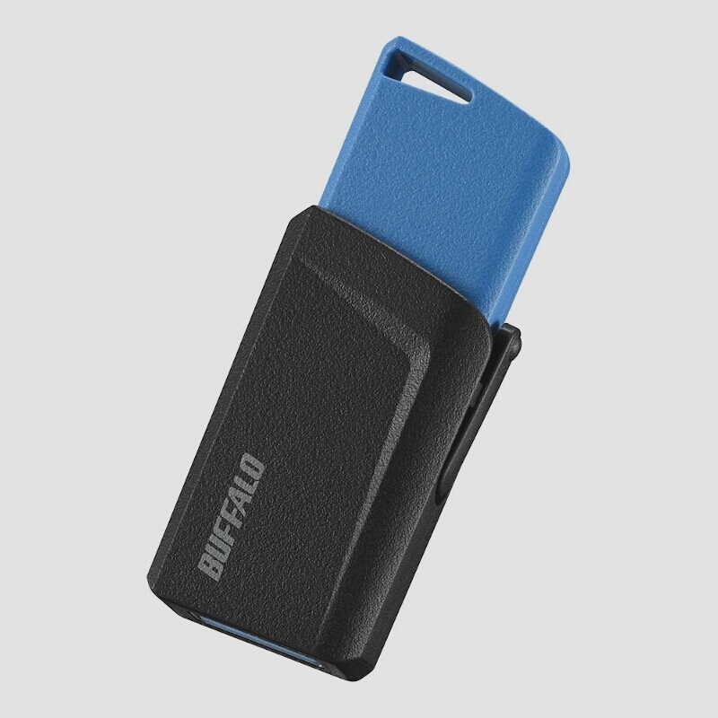 送料無料★BUFFALO USB3.1(Gen1)プッシュスライドUSBメモリ 64GB RUF3-SP64G-BL (ブルー)_画像1