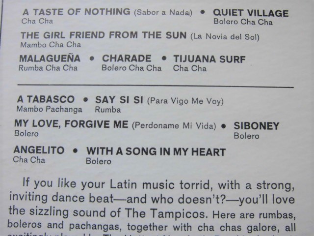 Tampicos / That Torrid Tampico Sound! / Les Baxter / Henry Mancini / Gabriel Ruiz / Cha-Cha, Mambo, Rumba, Bolero / 360 sound