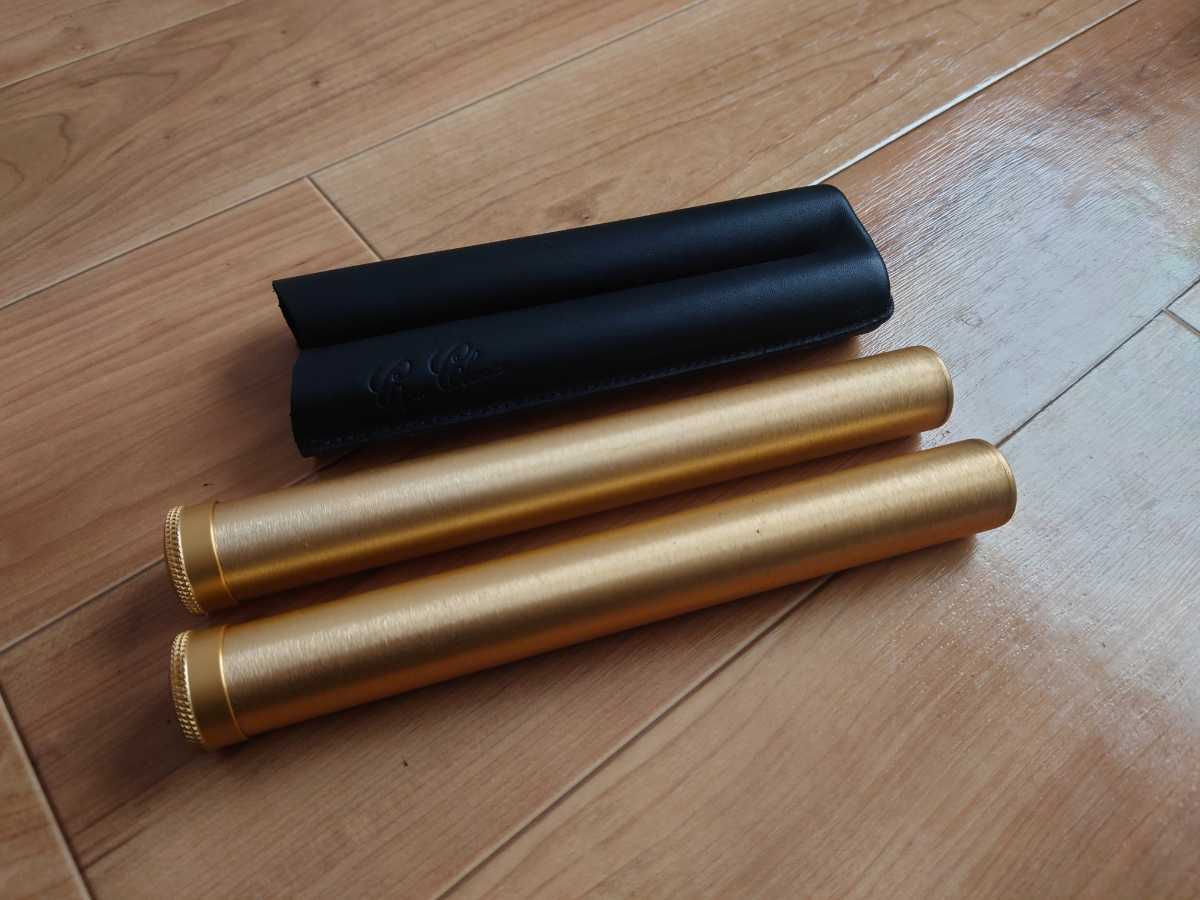 【葉巻】 ¥22,000 Ciger classics 葉巻ケース レザー ステンレス 携帯ヒュミドール ブラック ゴールド 希少品の画像5