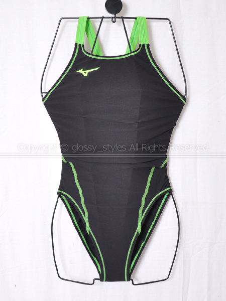 K1727-41■新品箱付 mizuno ミズノ EXER SUITS エクサスーツ ミディアムカット 練習用競泳水着 N2MA826093 ブラック×ライム L_画像1