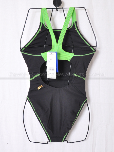 K1727-41■新品箱付 mizuno ミズノ EXER SUITS エクサスーツ ミディアムカット 練習用競泳水着 N2MA826093 ブラック×ライム L_画像2