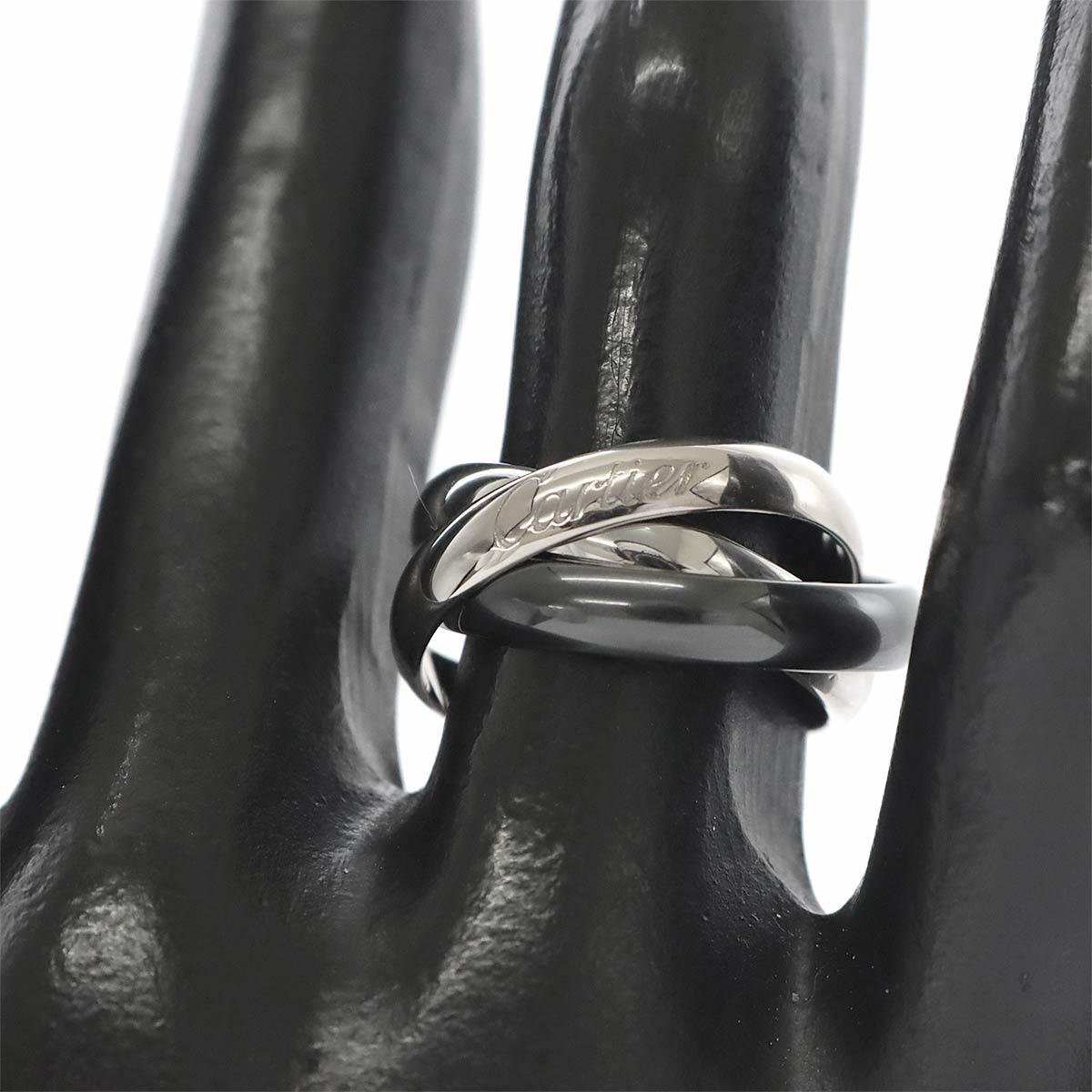 カルティエ Cartier トリニティ MM #49 リング セラミック K18 WG 3連