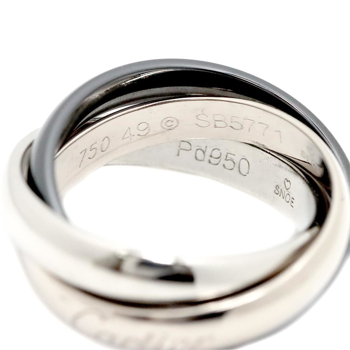 カルティエ Cartier トリニティ MM #49 リング セラミック K18 WG 3連