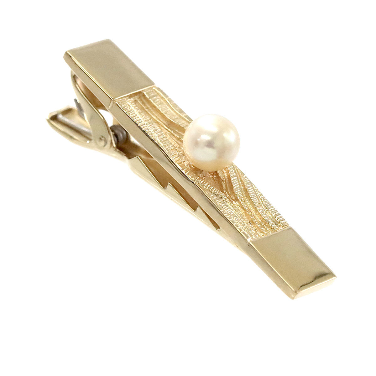 ミキモト MIKIMOTO アコヤ真珠 6.7mm タイピン K14 YG イエロー